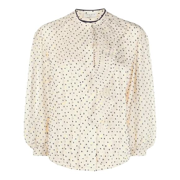 SANDRO Noelle Jabot Detail Swiss Dot Blouse 2|M - Picture 1 of 16